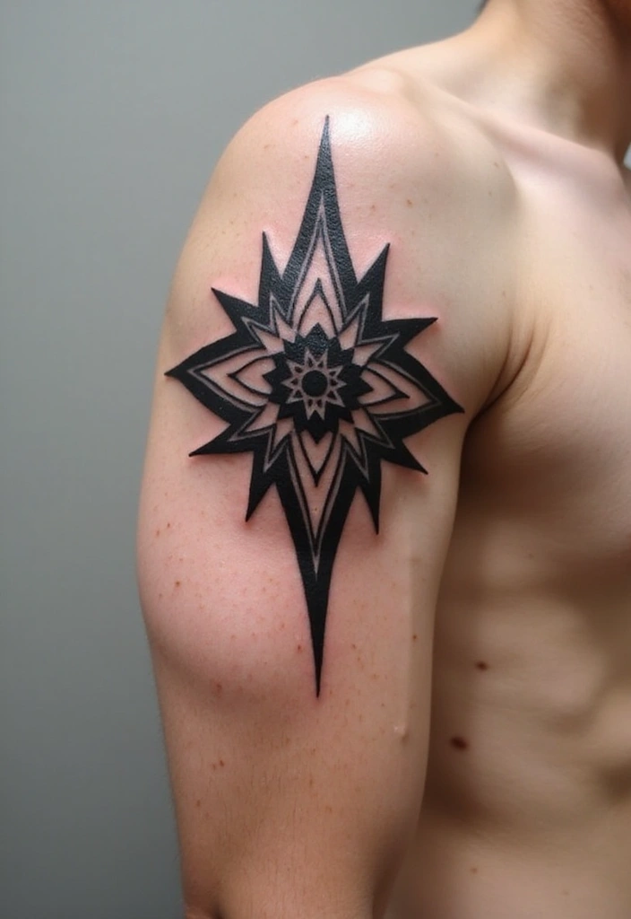 30 Celestial Star Tattoo Inspirations Full of Magic - 16. Tribal Star Tattoos