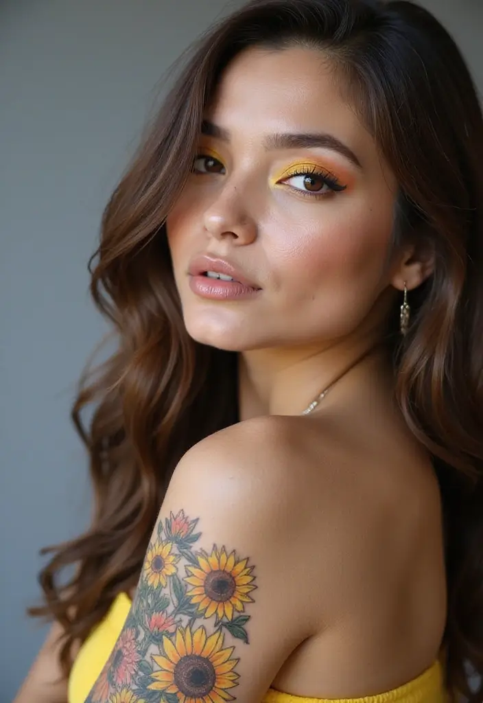 30 Daisy Chain Tattoo Inspirations for a Delicate Look - 16. Daisy Chain with Sunflowers