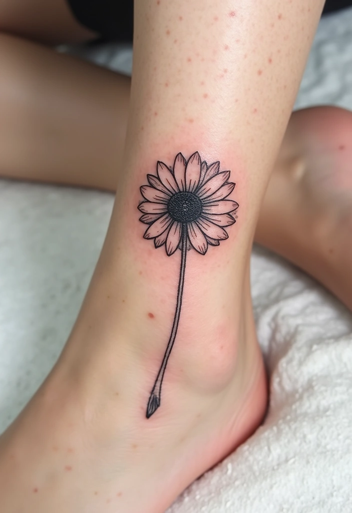 30 Daisy Tattoo Ideas for a Fresh and Delicate Design - 16. Outline with Shading