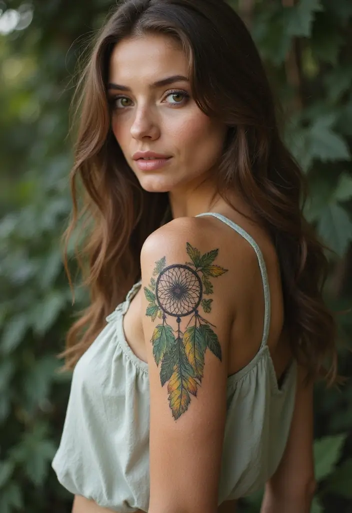 30 Dandelion Tattoo on Shoulder Ideas That Inspire Freedom - 16. Dandelion with a Dreamcatcher