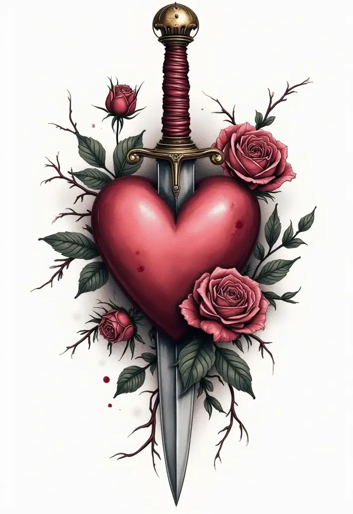 30 Dark Gothic Tattoos with Mysterious and Edgy Aesthetics - 16. The Dagger through a Heart