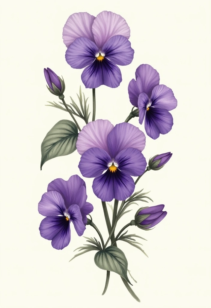 30 February Flower Tattoo Ideas with Birth Month Beauty - 16. Violets in Bloom
