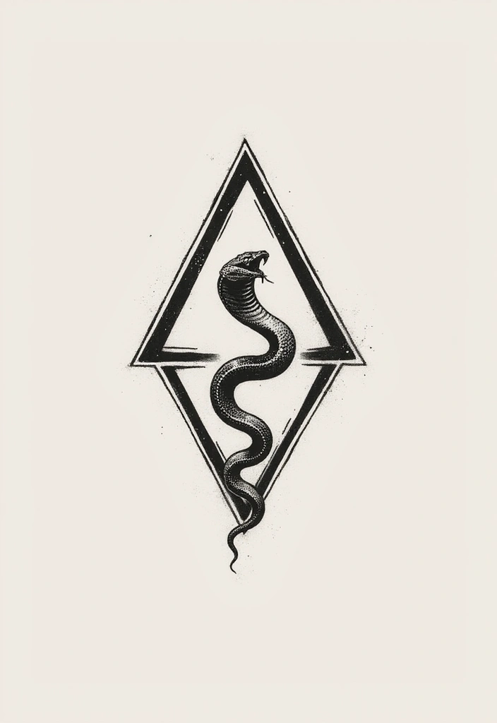 30 Geometric Snake Tattoo Ideas with Unique Patterns - 16. Minimalist Snake in a Triangle