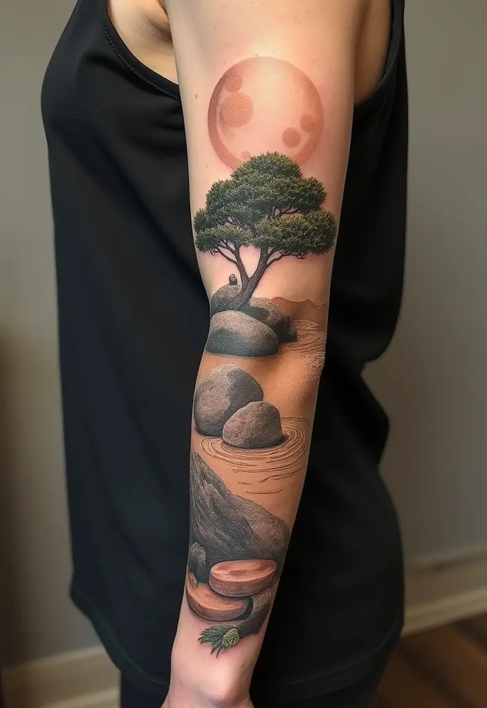30 Japanese Sleeve Tattoo Designs for Bold Ink Lovers - 16. Zen Gardens