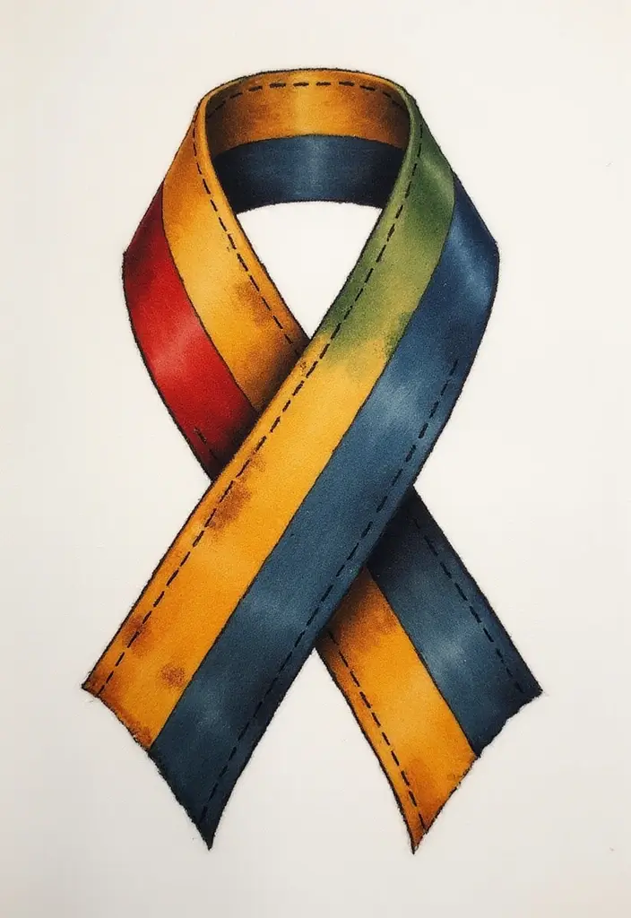 30 LDRSHIP Tattoo Ideas Inspired by Military Values - 16. The Ribbon