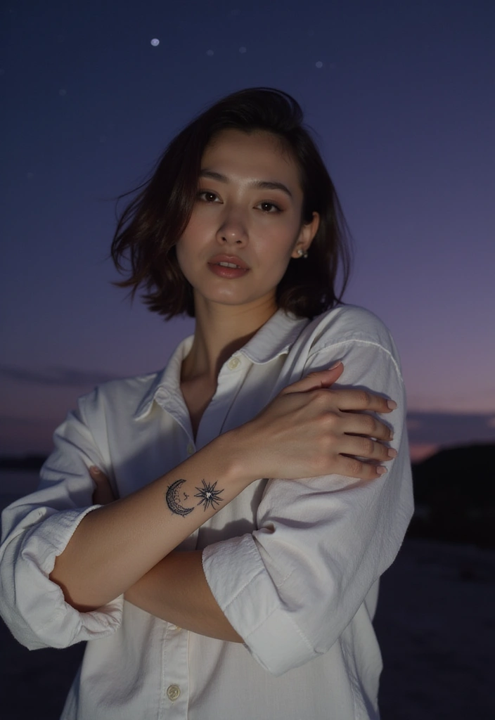 30 Nautical Star Tattoos for Classic Sailor Style - 16. Nautical Star and Moon