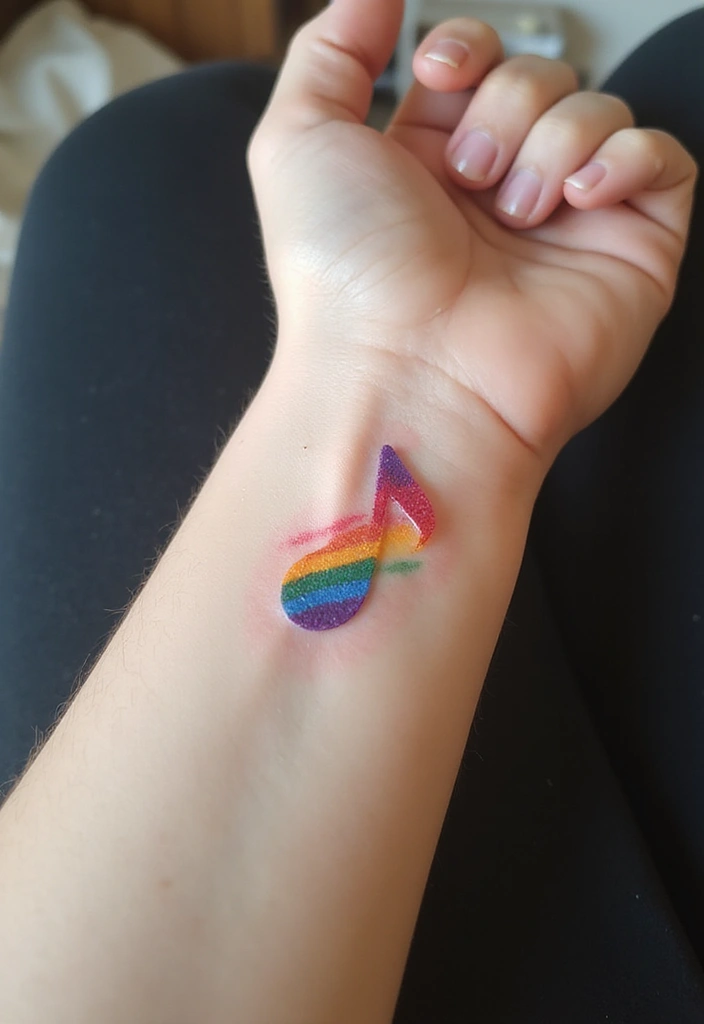 30 Rainbow Tattoo Ideas Full of Color and Meaning - 16. Rainbow Music Notes