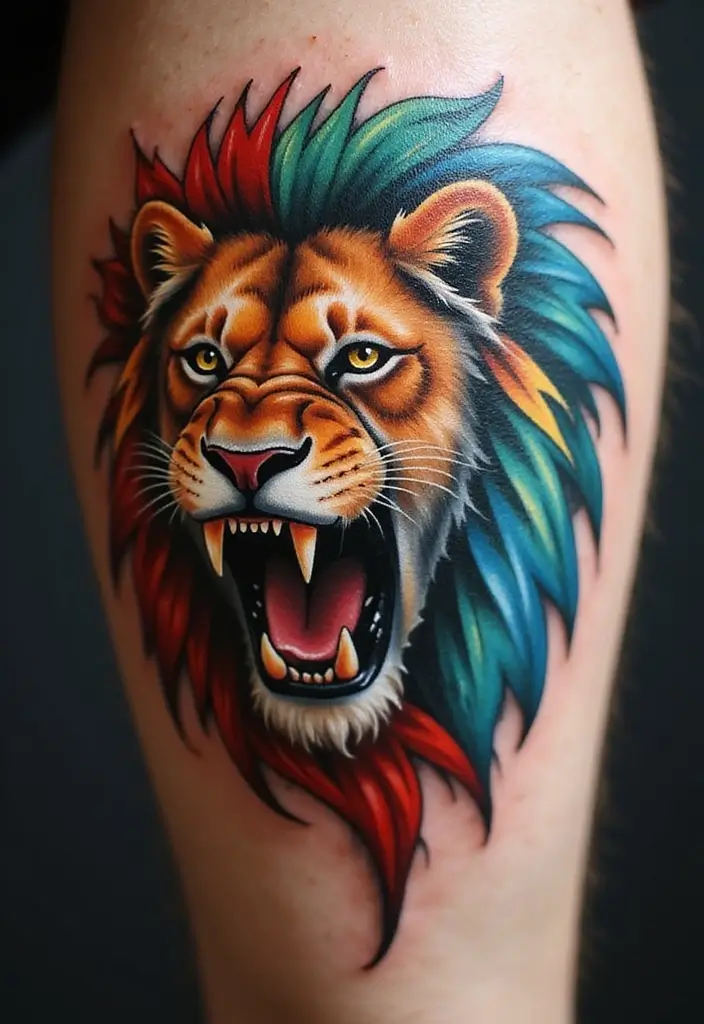 30 Roar Lion Tattoo Inspirations That Show Strength - 16. Abstract Lion: Art Meets Strength