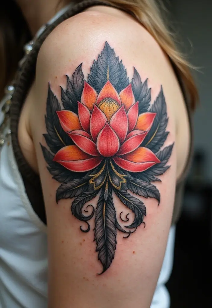 30 Strength Lotus Flower Tattoo Meaning and Designs - 16. Protection: The Lotus Guardian
