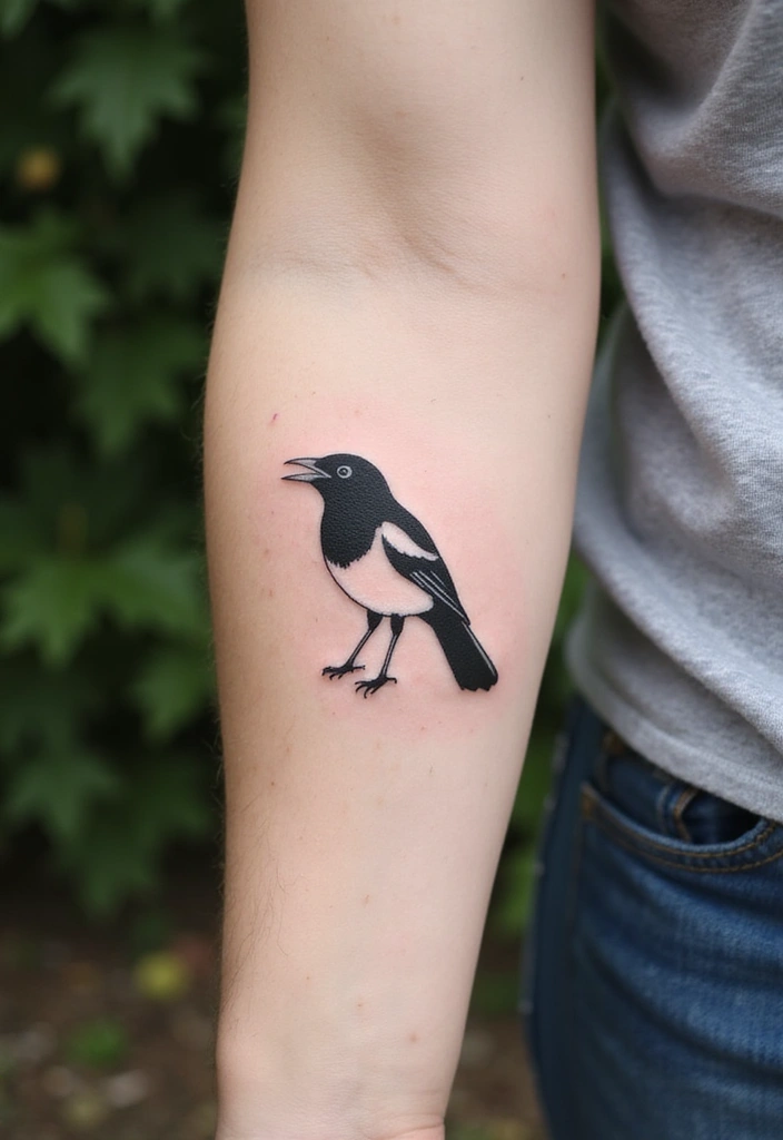 30 Symbolic Bird Tattoos with Powerful Messages - 16. The Motivational Magpie