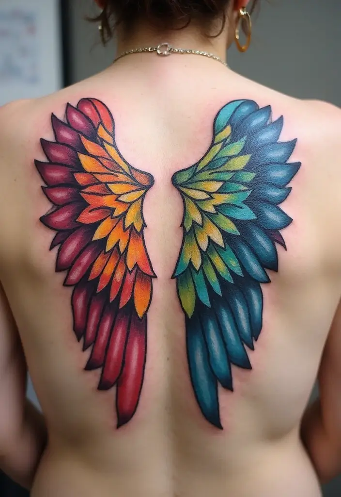 30 Shoulder Wing Tattoo Ideas with Angelic Inspiration - 16. Abstract Wing Tattoos