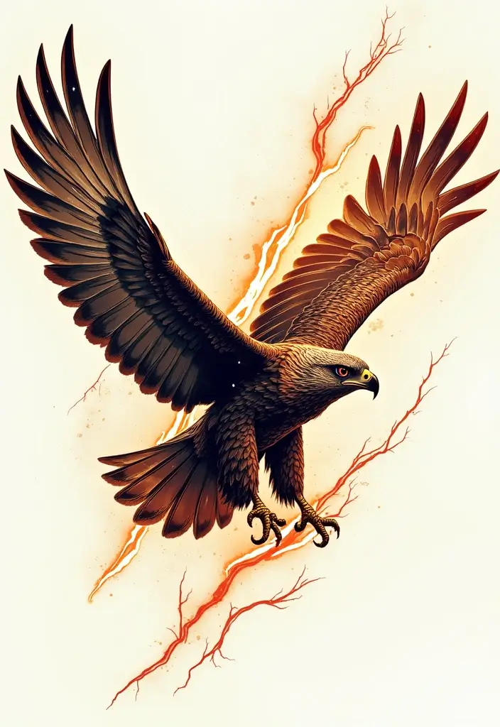 30 Hawk Tattoo Designs That Represent Vision and Strength - 16. Hawk with Lightning