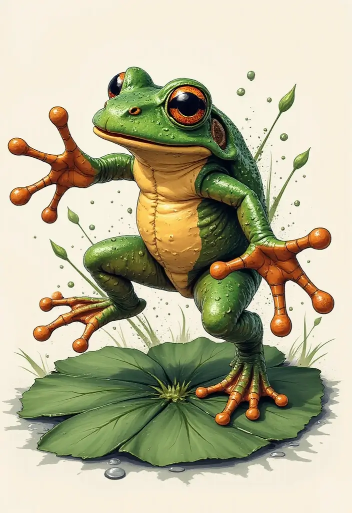 30 Tree Frog Tattoos with Playful and Unique Vibes - 16. Hopping from a Lily Pad