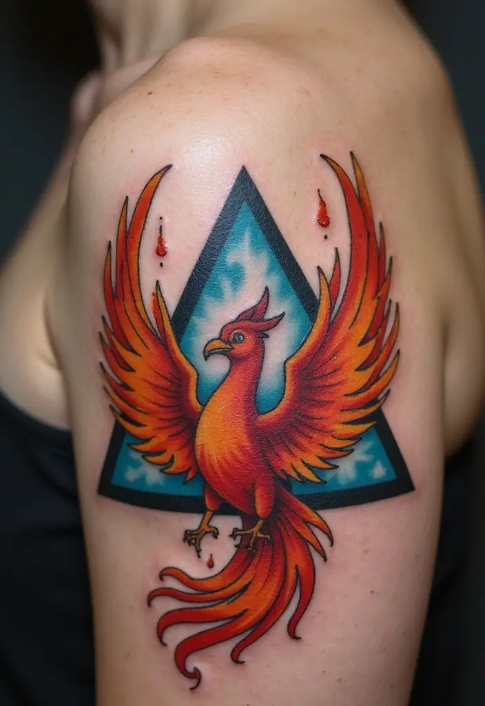 30 Triangle Tattoos for Guys That Carry Symbolic Meaning - 16. The Phoenix Triangle