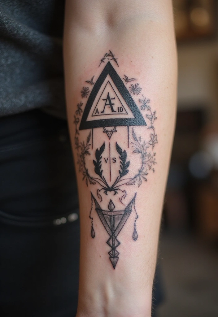 30 Valknut Tattoo Designs with Deep Norse Symbolism - 16. Valknut with Personal Touch