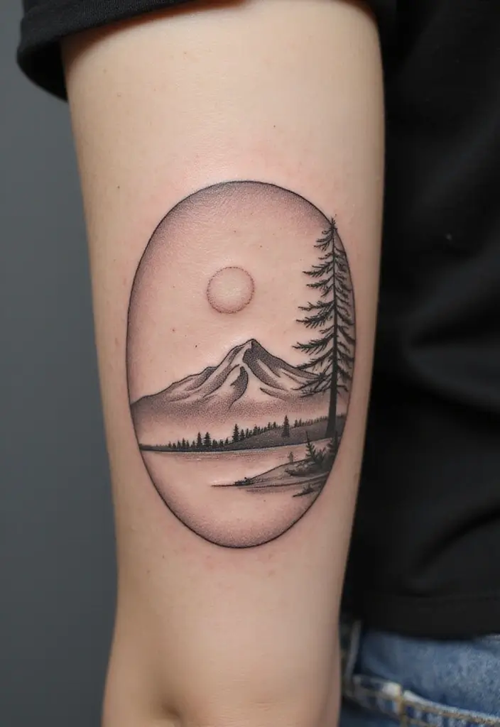 30 Women’s Popular Tattoos That Never Go Out of Style - 16. Minimalist Landscape