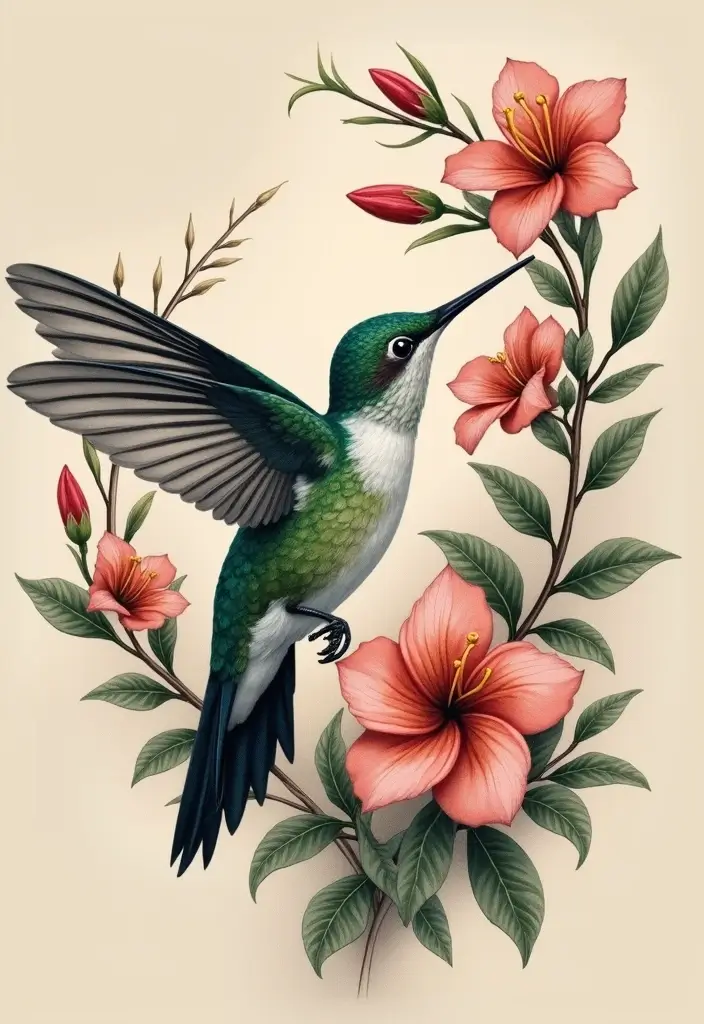 30 3D Hummingbird Tattoos That Feel Lifelike - 17. The Nature Connection