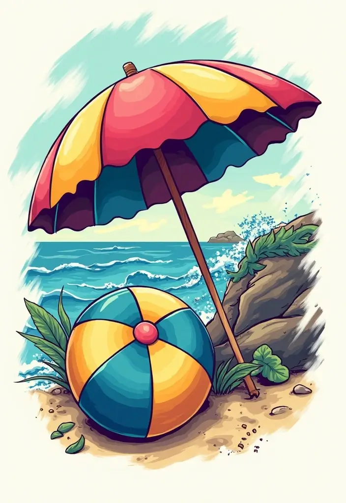 30 Beach Tattoos for Guys with Laid-Back and Cool Vibes - 17. Beach Umbrella