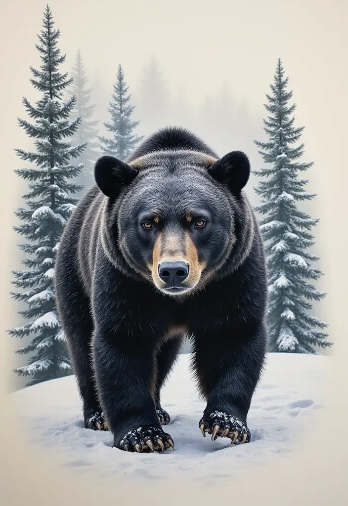 30 Bear Shoulder Tattoo Inspirations with Power and Strength - 17. Bear in a Snowy Landscape