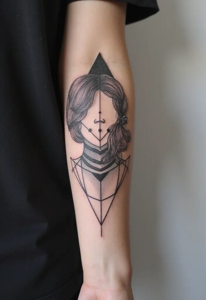 30 Black Hair Tattoos That Make a Bold Statement - 17. Geometric Hair Designs