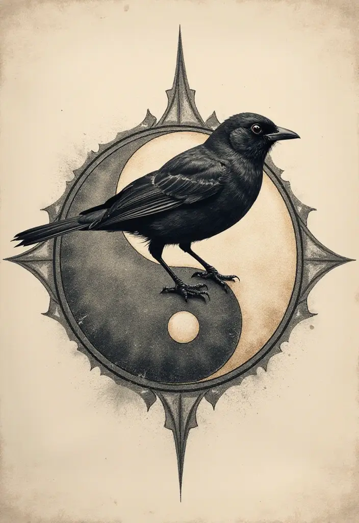 30 Blackbird Tattoo Meaning and Stunning Design Inspirations - 17. Balance and Harmony