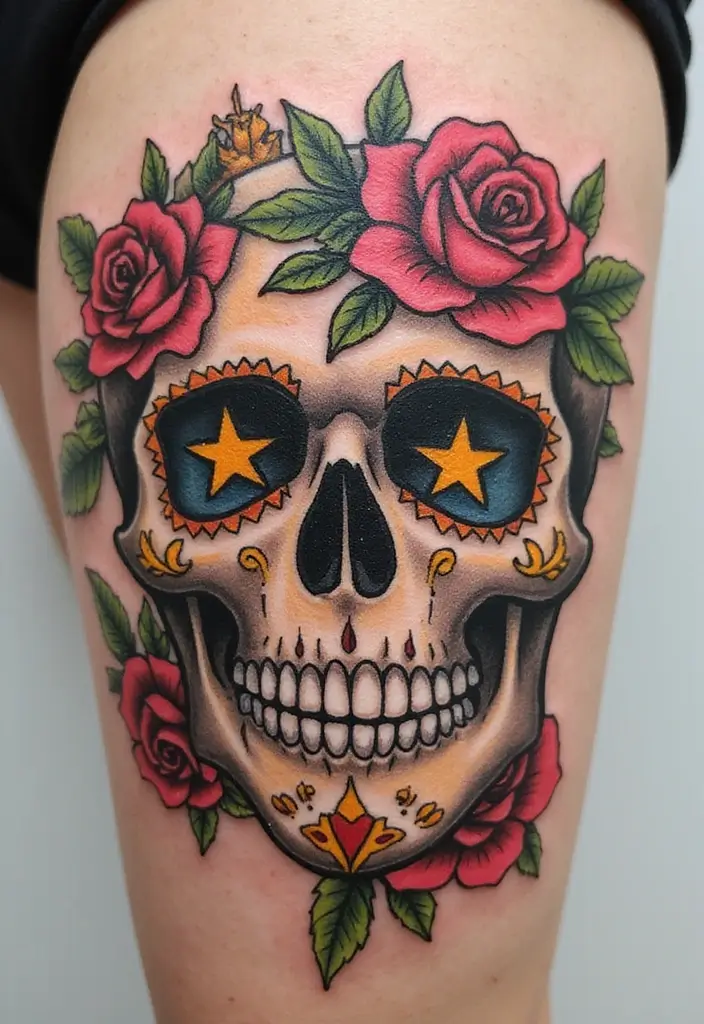30 Candy Skull Tattoo Meaning and Creative Designs - 17. Candy Skull Tattoos as a Form of Healing