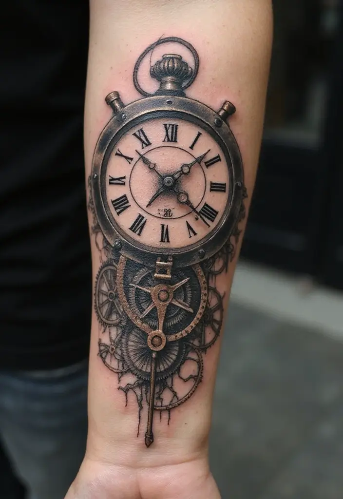30 Clock Tattoo on Hand Ideas That Stand the Test of Time - 17. Mechanical Clock Design