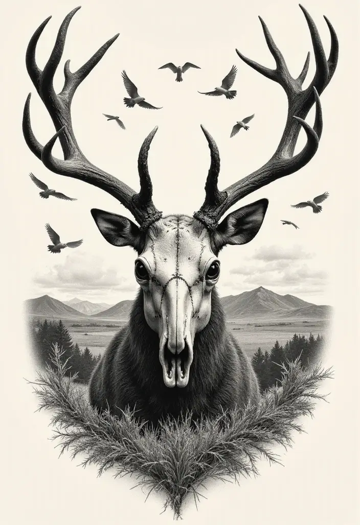 30 Deer Skull Tattoos That Capture Rustic Strength - 17. Symbol of Freedom