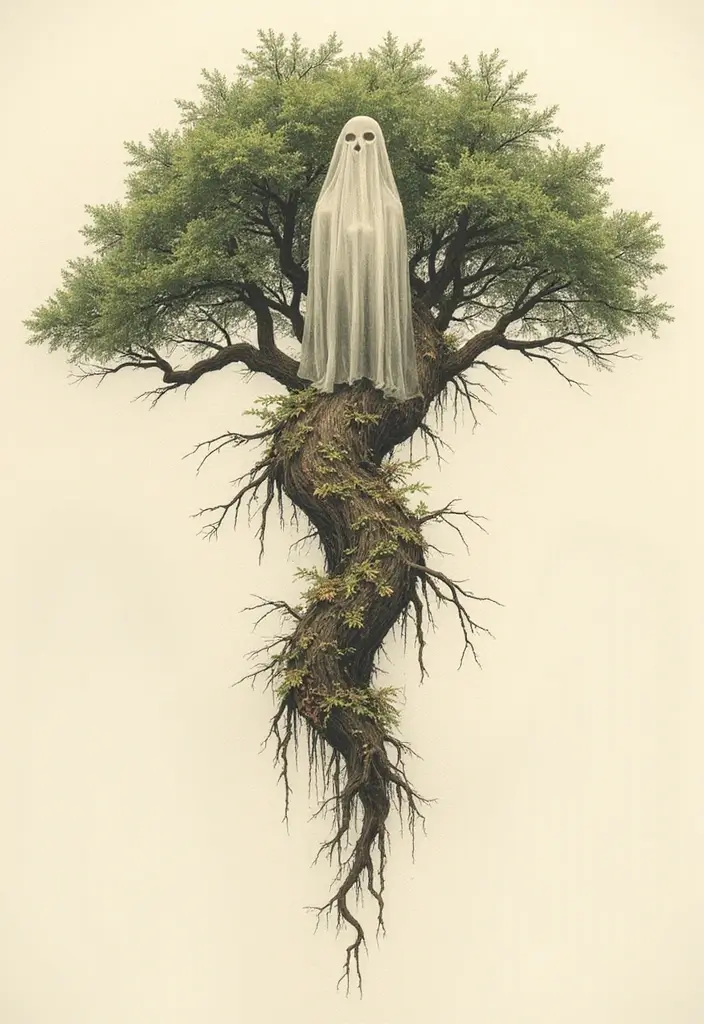 30 Ghost Tattoo Meanings and Designs with Spooky Style - 17. Connection to Nature