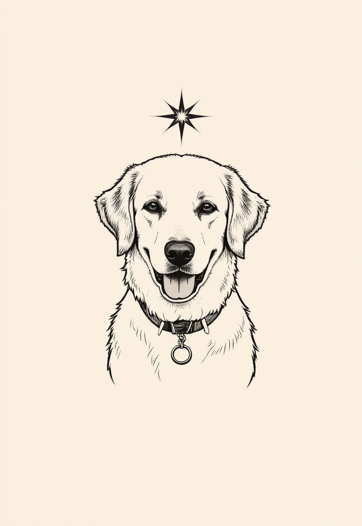 30 Golden Retriever Memorial Tattoos Honoring Beloved Pets - 17. Golden Retriever and a Star