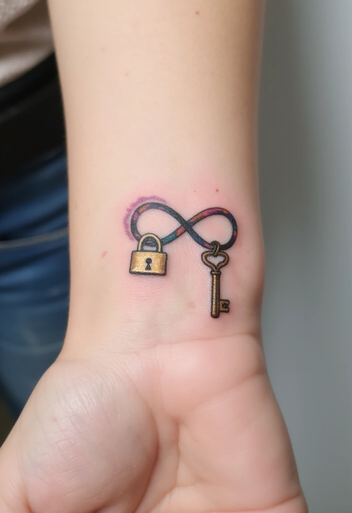 30 Infinity Friendship Tattoo Ideas for Everlasting Bonds - 17. Infinity with a Lock and Key
