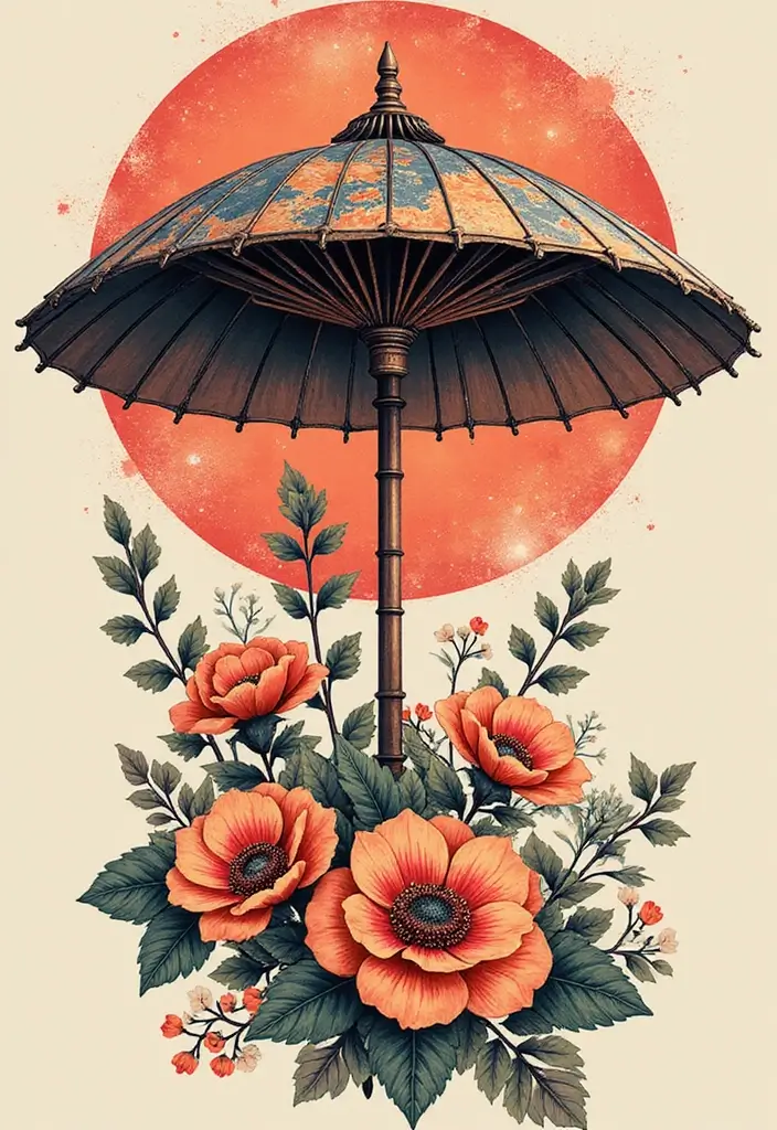 30 Japanese Sleeve Tattoo Designs for Bold Ink Lovers - 17. Classy Umbrellas