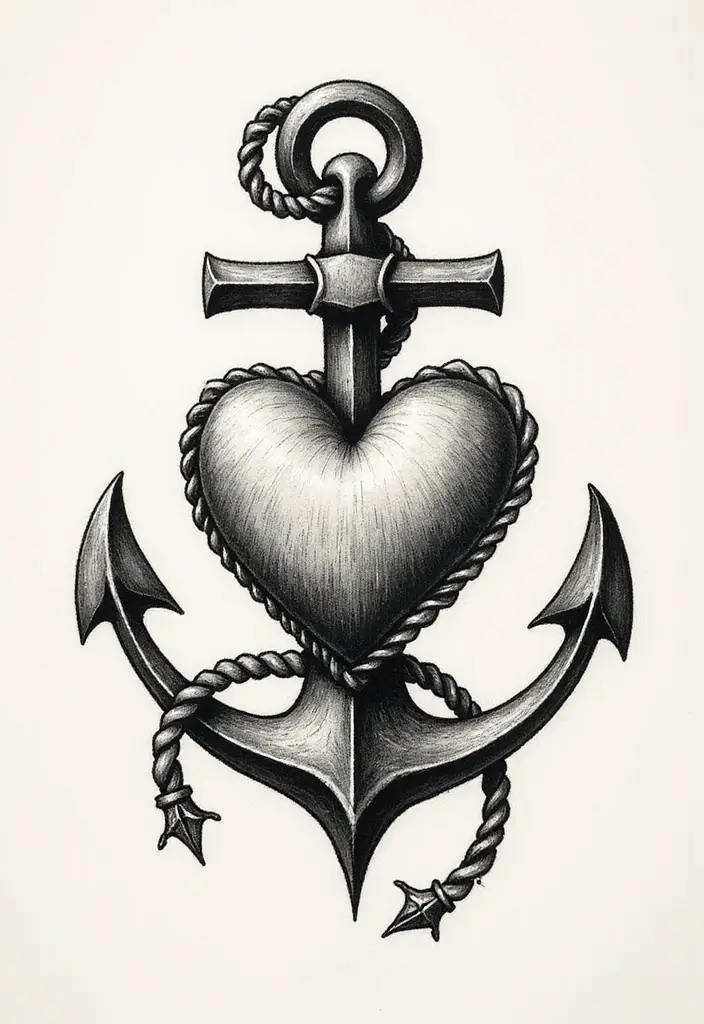 30 LDRSHIP Tattoo Ideas Inspired by Military Values - 17. The Anchor and Heart