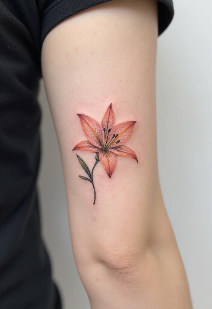 30 Lily Tattoos for Men That Balance Strength and Elegance - 17. Single Bloom Lily