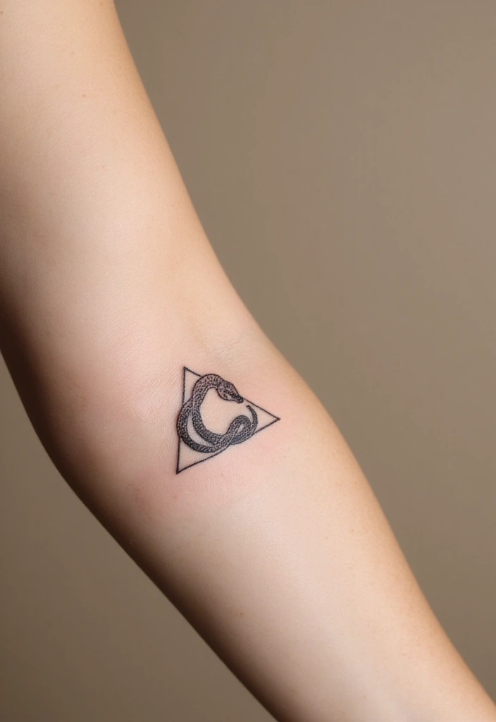 30 Minimalist Small Snake Tattoo Inspirations for Nature Lovers - 17. The Simple Triangle Snake