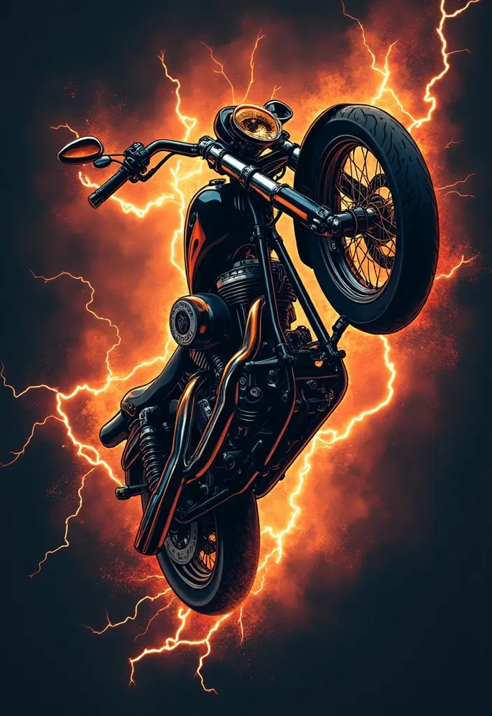 30 Motorcycle Tattoo Ideas for Riders and Enthusiasts - 17. Lightning and Power
