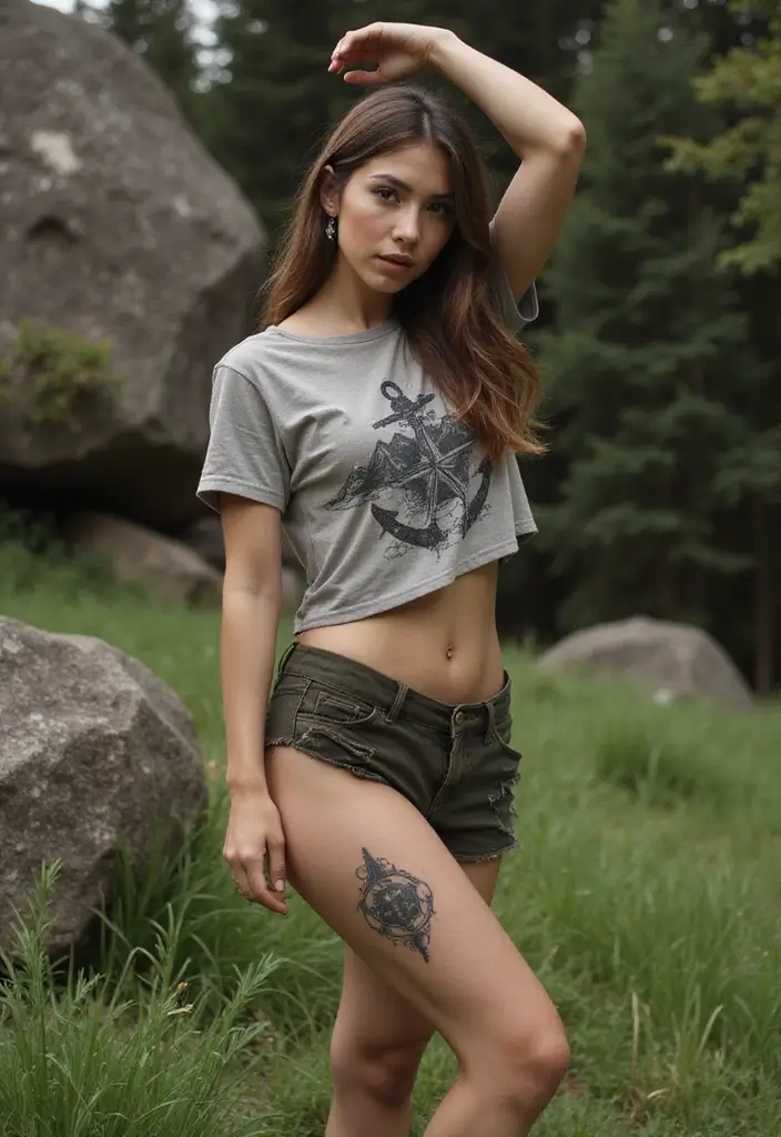 30 Nautical Star Tattoos for Classic Sailor Style - 17. Nautical Star with Mountains