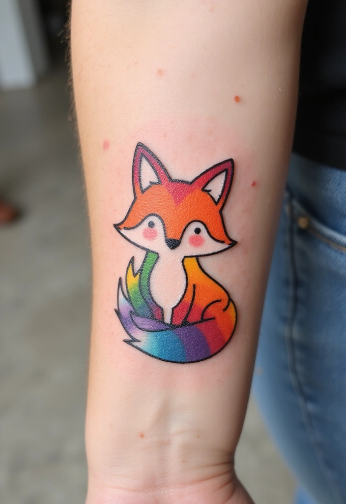 30 Rainbow Tattoos That Symbolize Hope and Diversity - 17. Rainbow Fox Tattoo