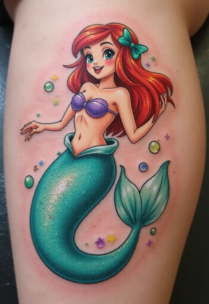 30 Realism Mermaid Tattoo Inspirations That Look Breathtaking - 17. Playful Mermaid Pose