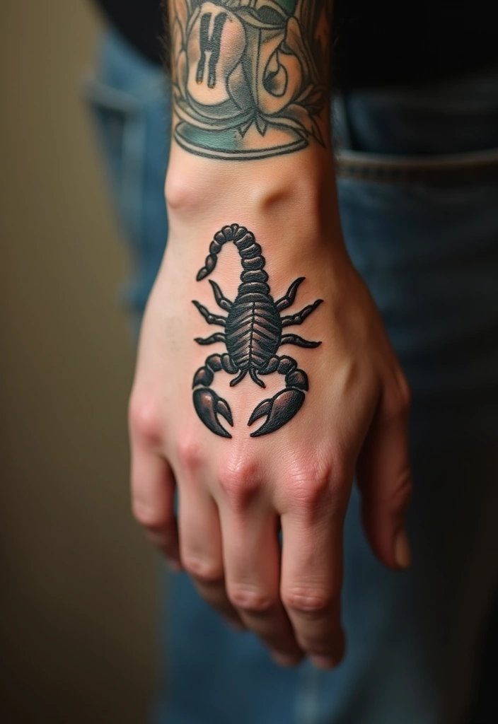 30 Scorpion Tattoo on Hand Meaning and Bold Designs - 17. Vintage Scorpion Tattoos: Nostalgic Charm