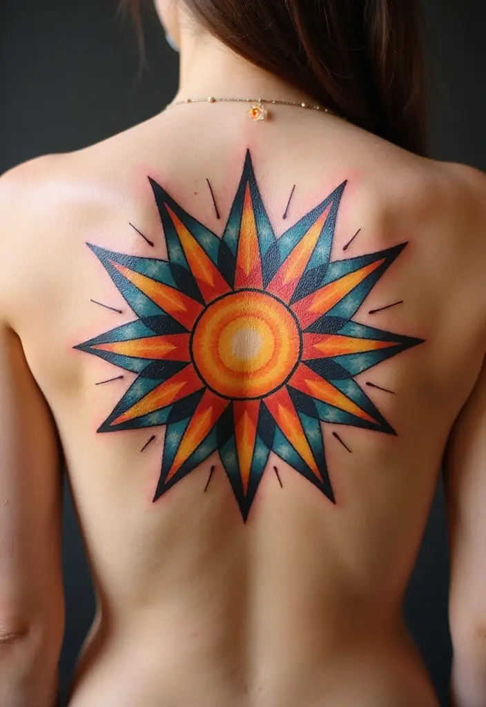 30 September Birth Flower Tattoo Ideas with Meaning - 17. Aster with Sunburst Effects