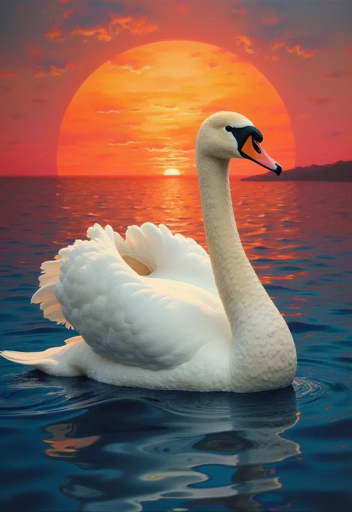30 Graceful Swan Tattoo Ideas for a Timeless Look - 17. Swans Against a Sunset