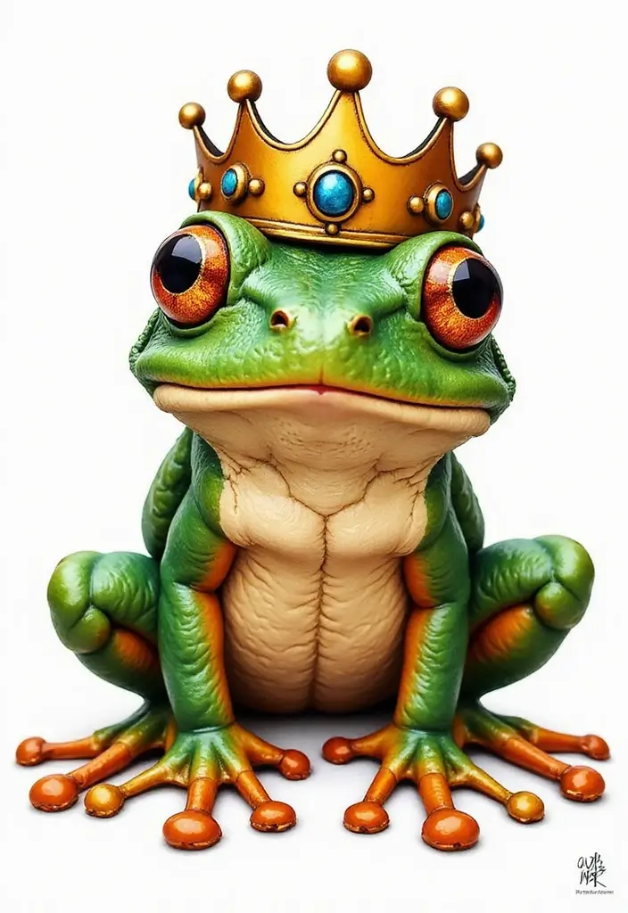 30 Tree Frog Tattoos with Playful and Unique Vibes - 17. Tree Frog in a Crown