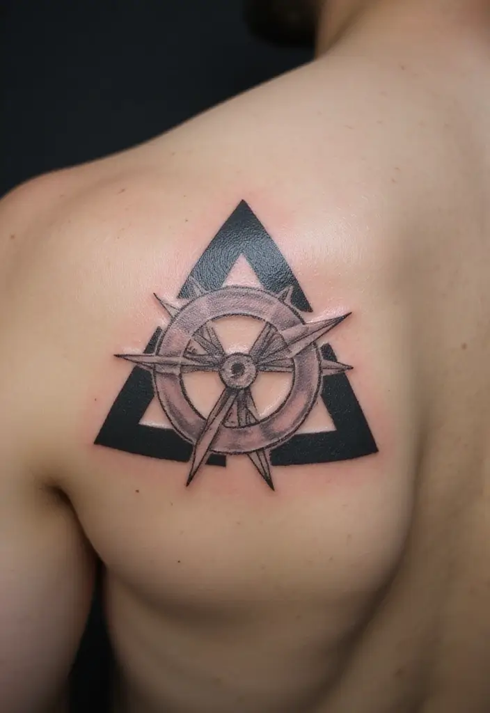 30 Triangle Tattoos for Guys That Carry Symbolic Meaning - 17. The Symmetrical Triangle