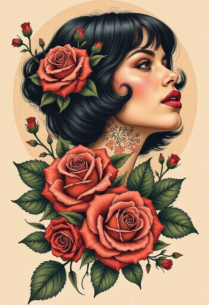 30 Women's Throat Tattoos That Are Edgy and Elegant - 17. Vintage and Retro Designs