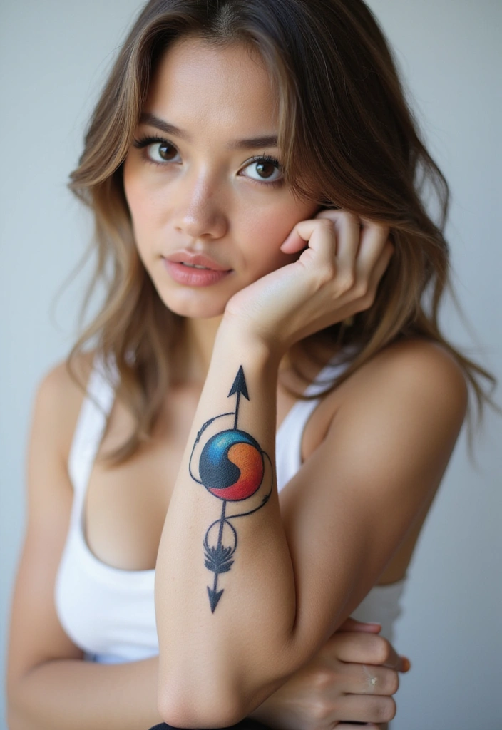 30 Yin Yang Wrist Tattoo Ideas for Balance and Harmony 17 30 Yin Yang Wrist Tattoo Ideas for Balance and Harmony - 17. Yin Yang with Arrow