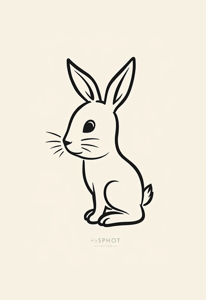 30 American Traditional Rabbit Tattoo Inspirations - 18. Minimalist Rabbit