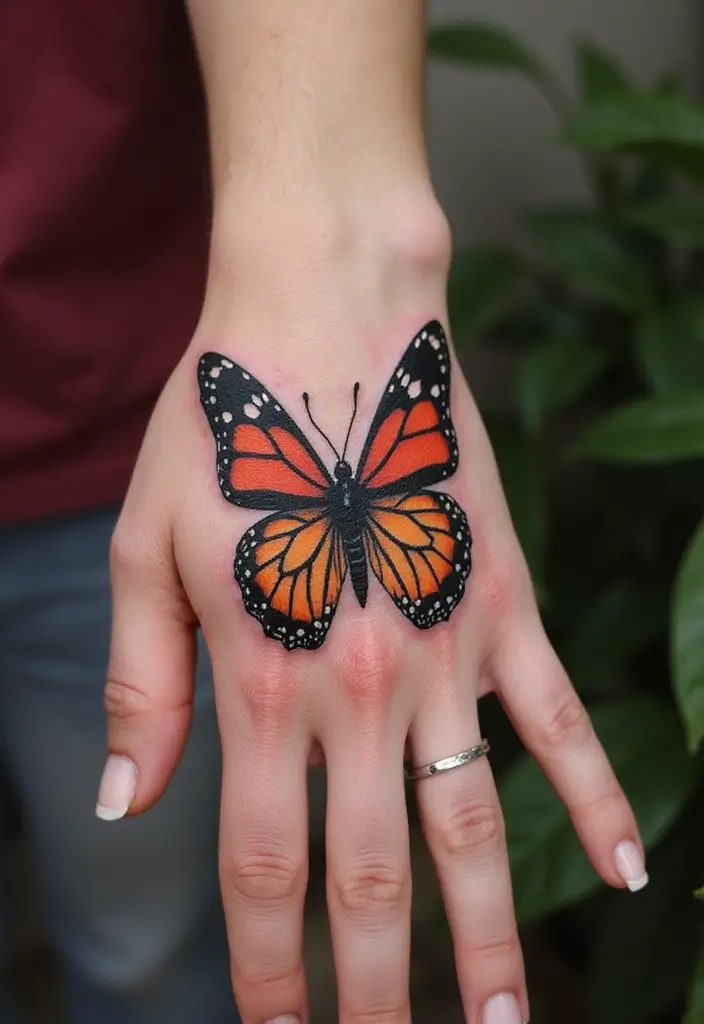 30 Butterfly Tattoo Placement Ideas That Enhance Beauty - 18. Palm: A Bold Expression