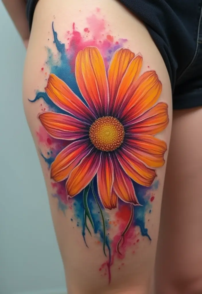 30 Daisy Tattoo Ideas for a Fresh and Delicate Design - 18. Abstract Daisy