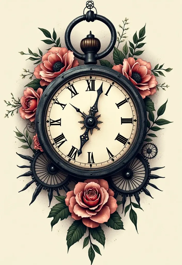 30 Dark Gothic Tattoos with Mysterious and Edgy Aesthetics - 18. The Gothic Clock